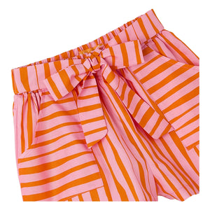 Fabula - Striped Belted Shorts | Pink