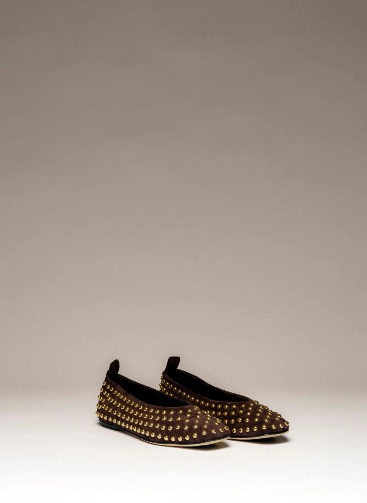 Odare - Alba studded ballet flats | Brown