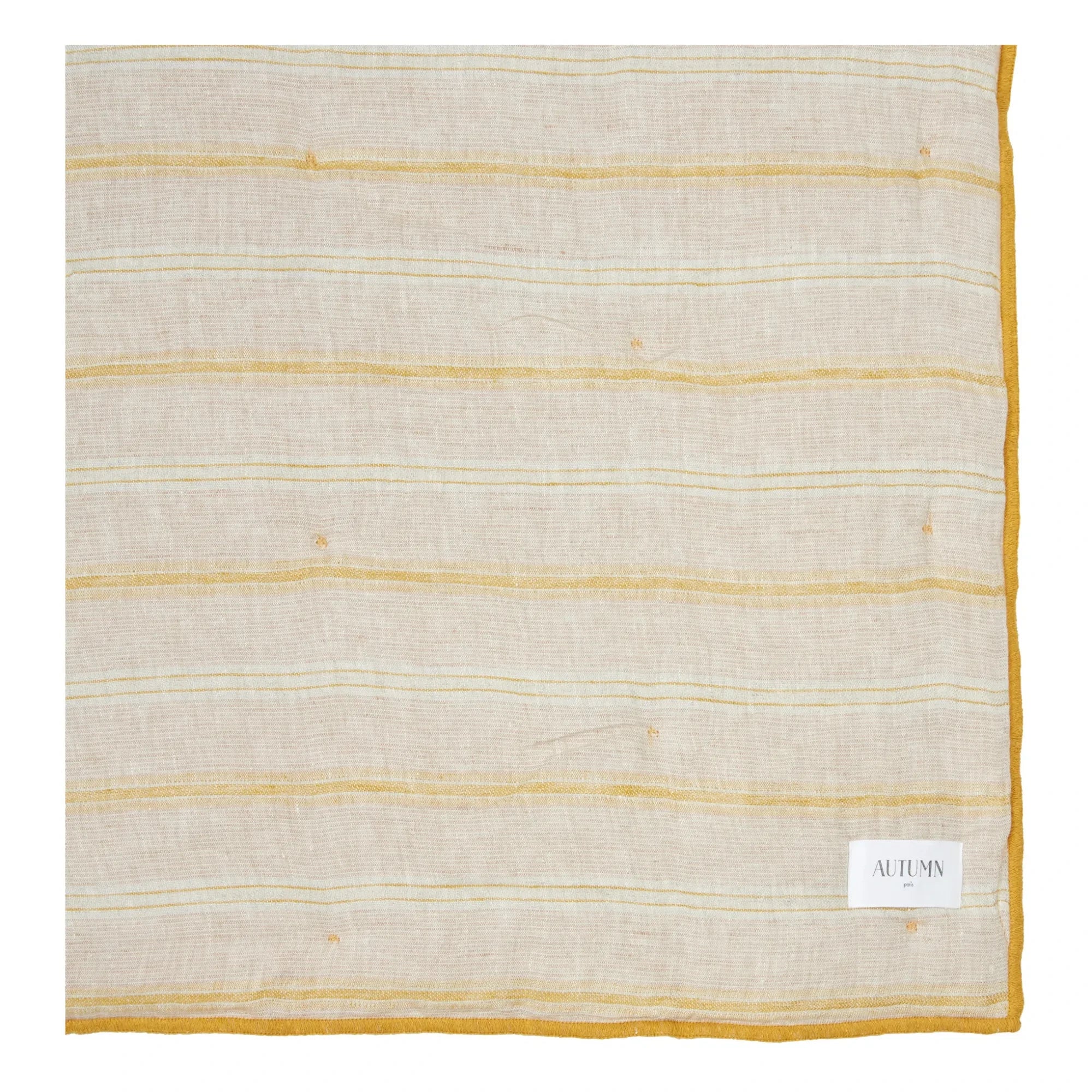 Autumn - Yellow Striped Linen Bedspread