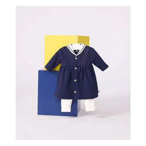 Petit Bateau - Organic cotton dress and leggings set | Navy