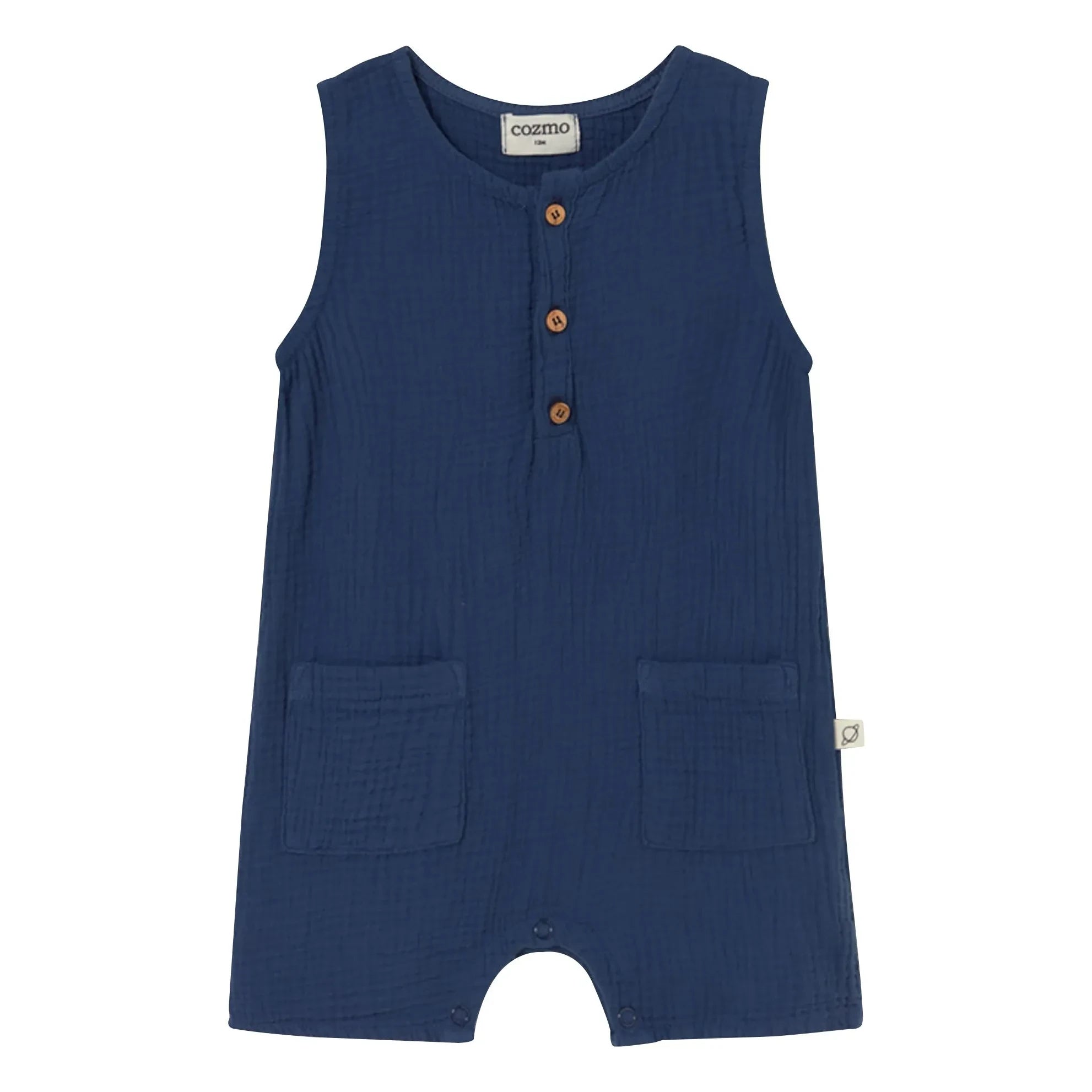 Cozmo - Pine Cotton Fleece Romper Shorts | Navy Blue