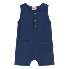 Cozmo - Pine Cotton Fleece Romper Shorts | Navy Blue