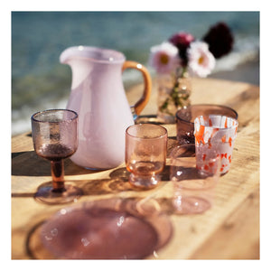 Madam Stoltz - Hammer Pattern Handle Glass | Pink