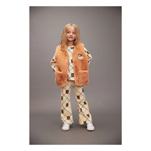 Mini Rodini - Organic Cotton Check Bear Pants | Ecru