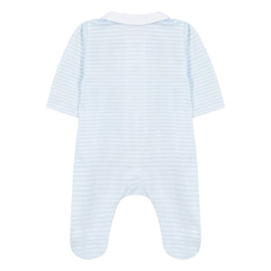 Tartine et Chocolat - Striped Animal Print Collared Pajamas | Light blue