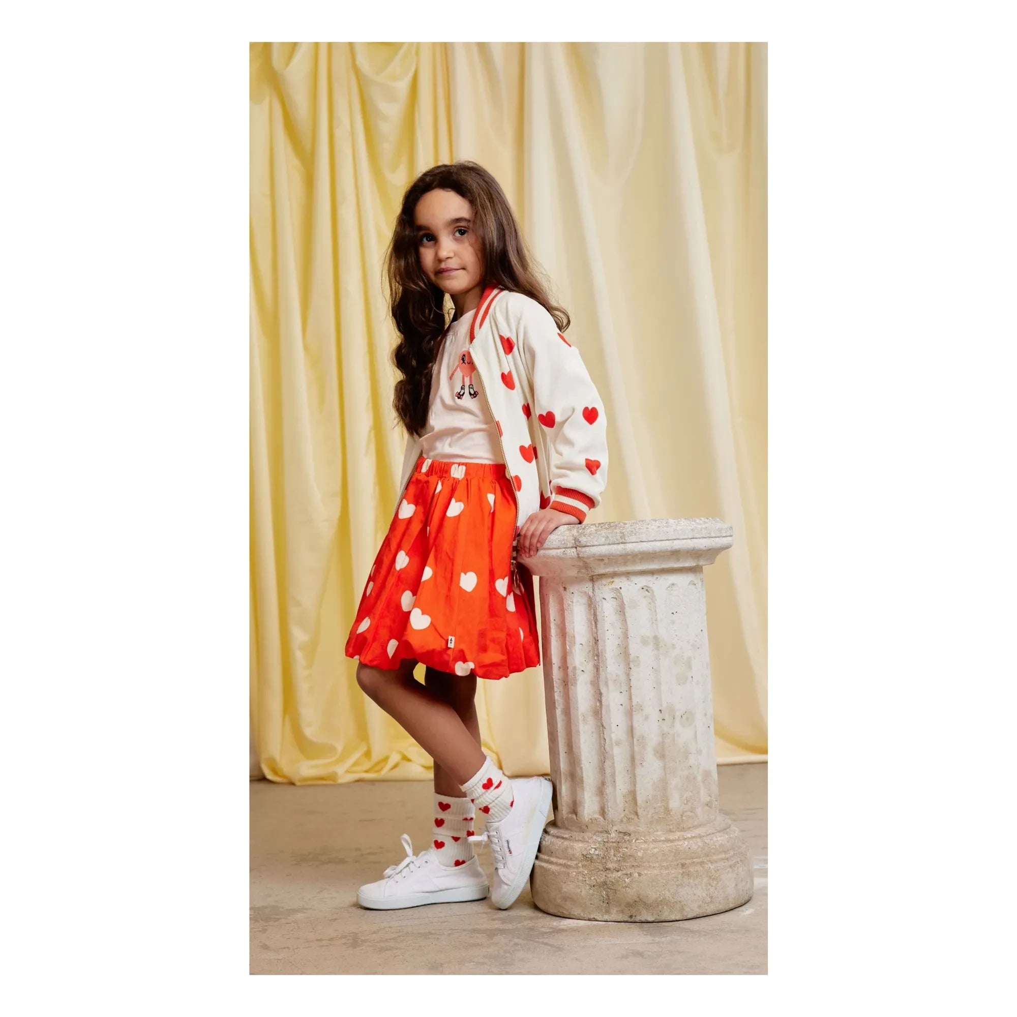 Mini Rodini - Balloon Skirt with Hearts Organic Cotton | Red