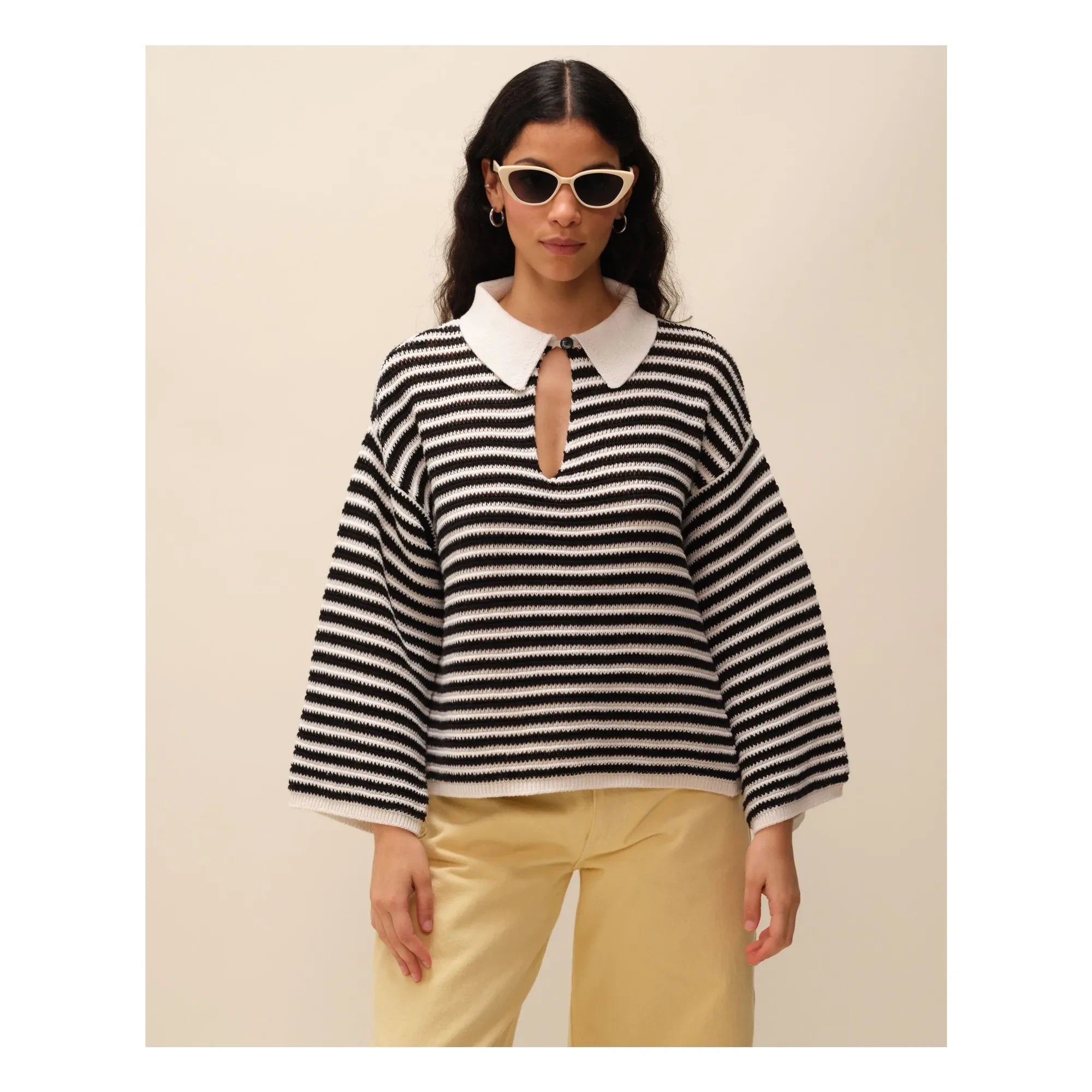Nitah - George Striped Sweater | Black