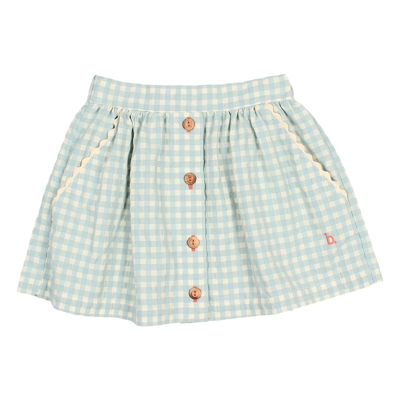 Búho - Checkered Seersucker Skirt | Aqua