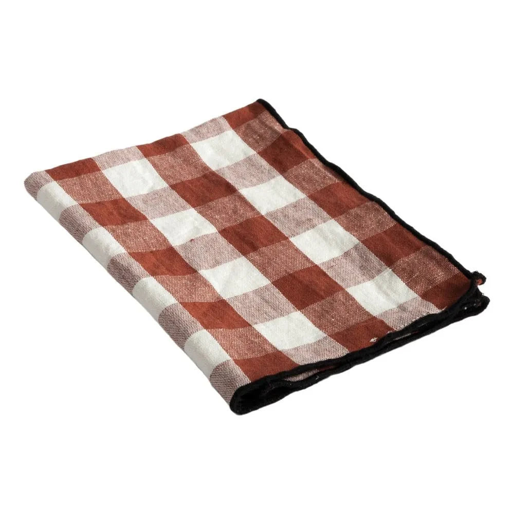 Maison de Vacances - Bourdon Black Mesh Gingham Kitchen Towel 48x75 cm | Vichy Clay
