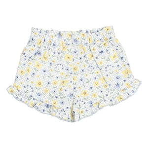 Owl - Seersucker Floral Baby Shorts | Light Blue