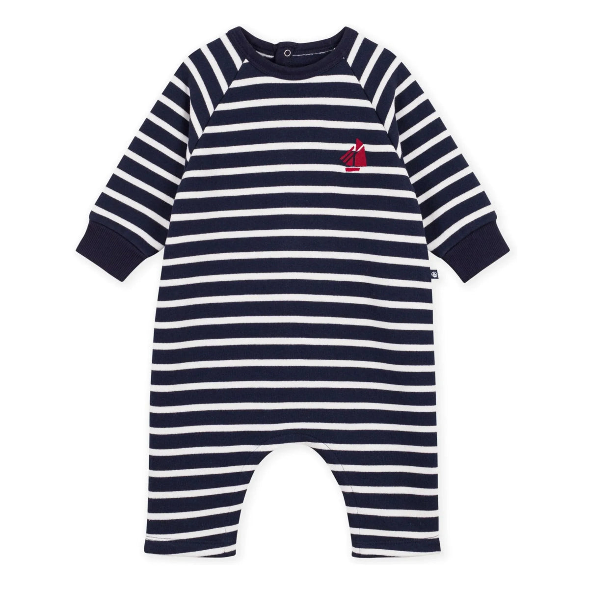 Petit Bateau - Organik pamuklu çizgili tulum | Lacivert