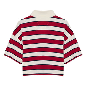 the new society - Acacia Striped Cotton Polo | Red