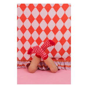 Jera Mini - Peshtemal Towel with Ruffles Losange Terry Fabric | Pink