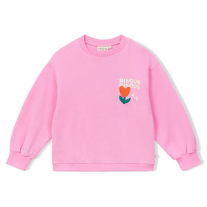 Arsène et Les Pipelettes - "Bisous Bisous" Organik Pamuk Sweatshirt | Pembe