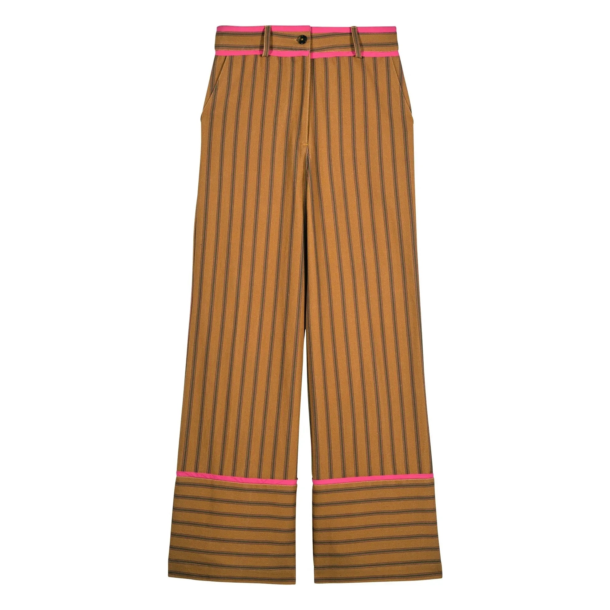Maria de la Orden - Romeo Cotton Striped Pants | Mustard