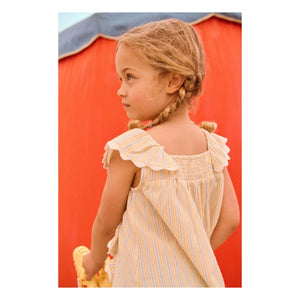 Louise Misha - Gia Striped Organic Cotton Ruffled Top | Yellow