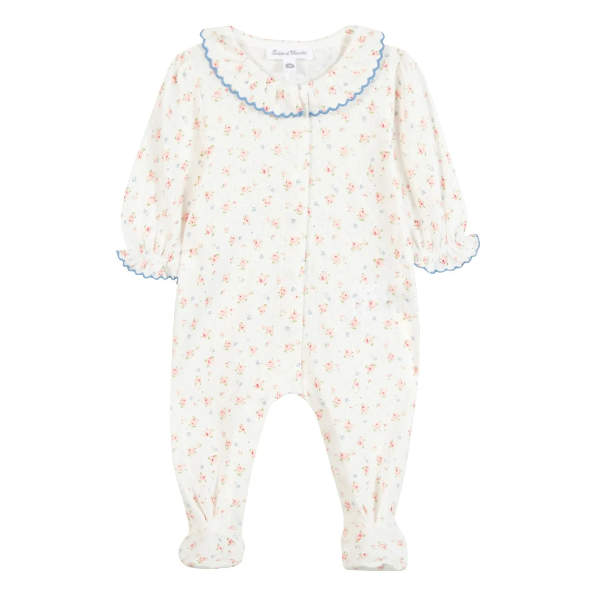 Tartine et Chocolat - Floral Lace Collar Pajama | Ecru