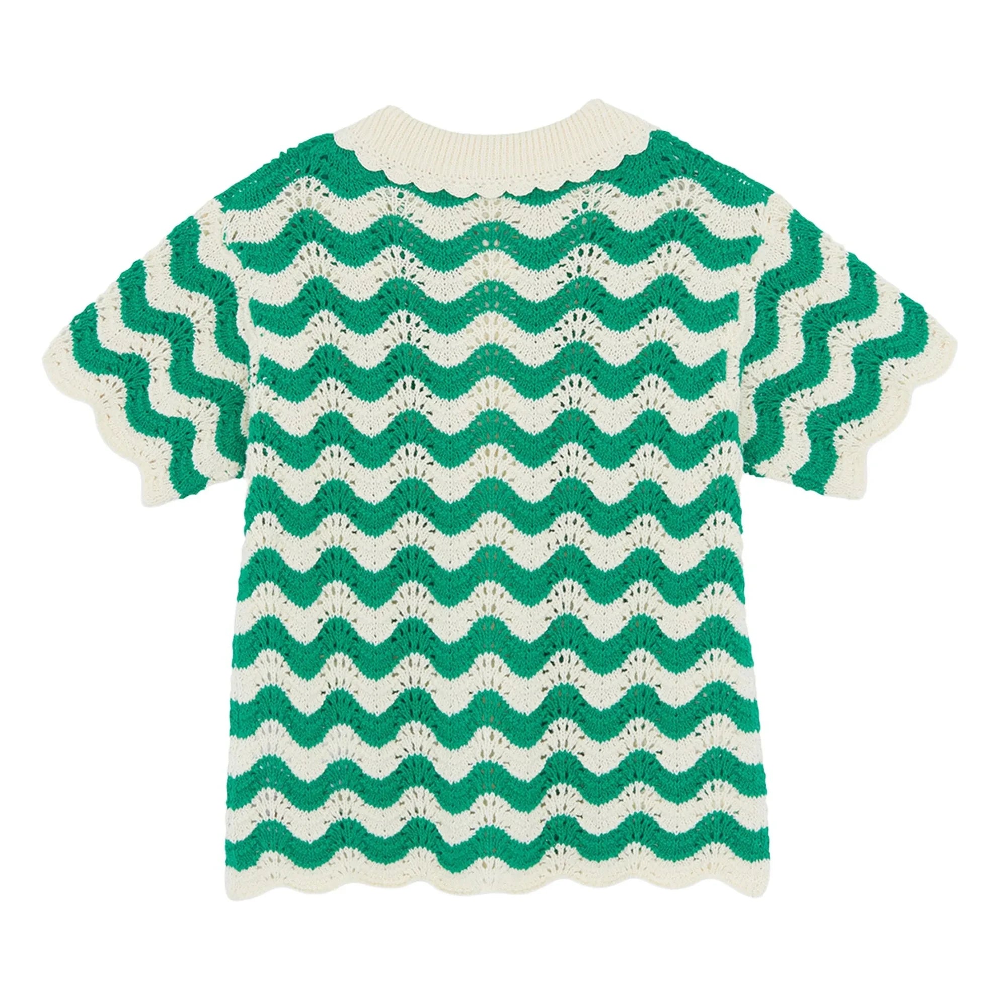 Bonton - Ninon Crochet Collar Shirt | Emerald Green