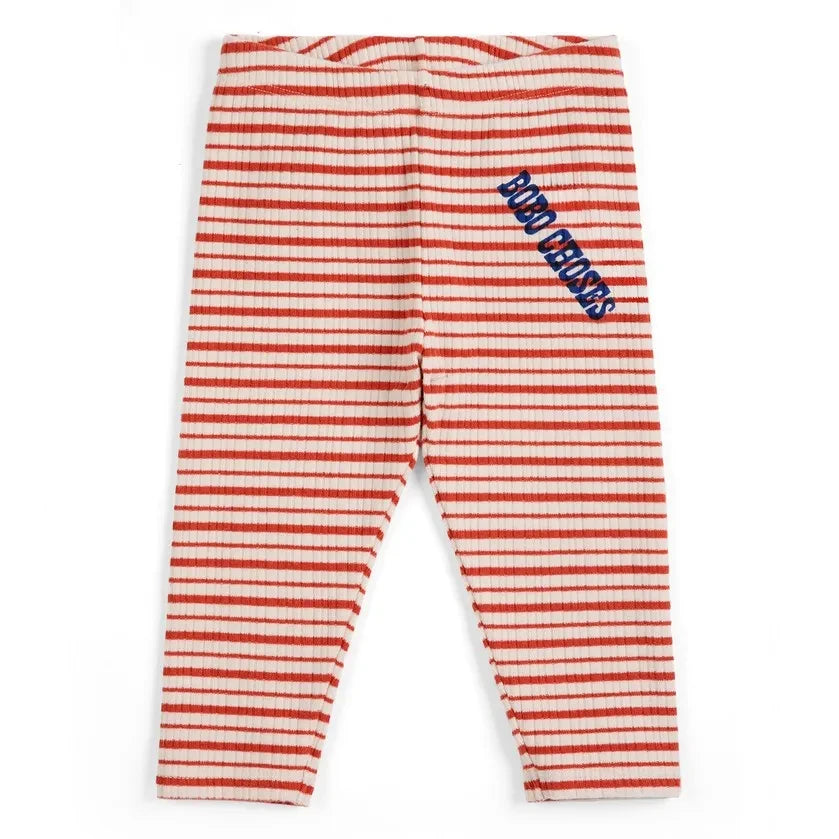 Bobo Choses - Striped Ribbed Leggings Organic Cotton Baby | Red