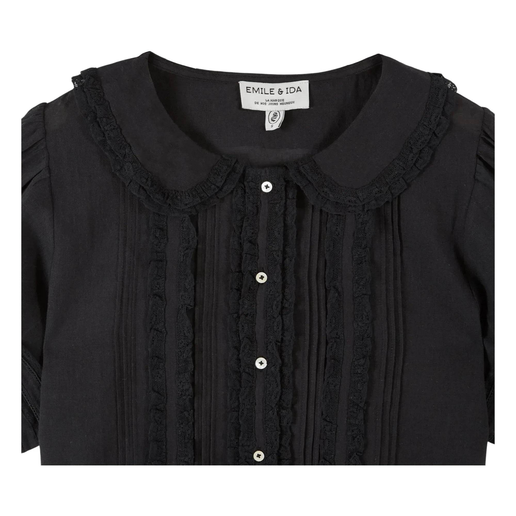 Emile et Ida - Vintage Lace Cotton Blouse | Black