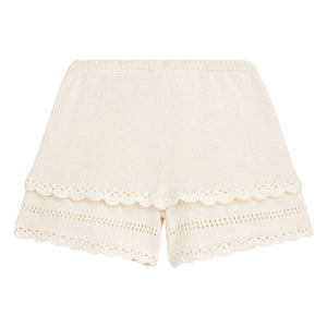 Louise Misha - Mekylane Checked Perforated Shorts | Cream