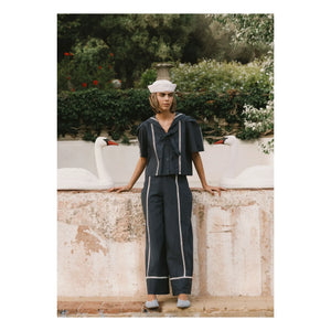 The Tiny Big Sister - Sailor Cotton Blouse | Navy Blue