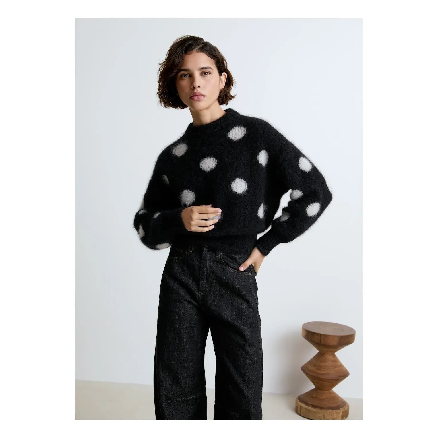 Surprise Paris - Jane Mohair Polka-Dot Sweater | Black