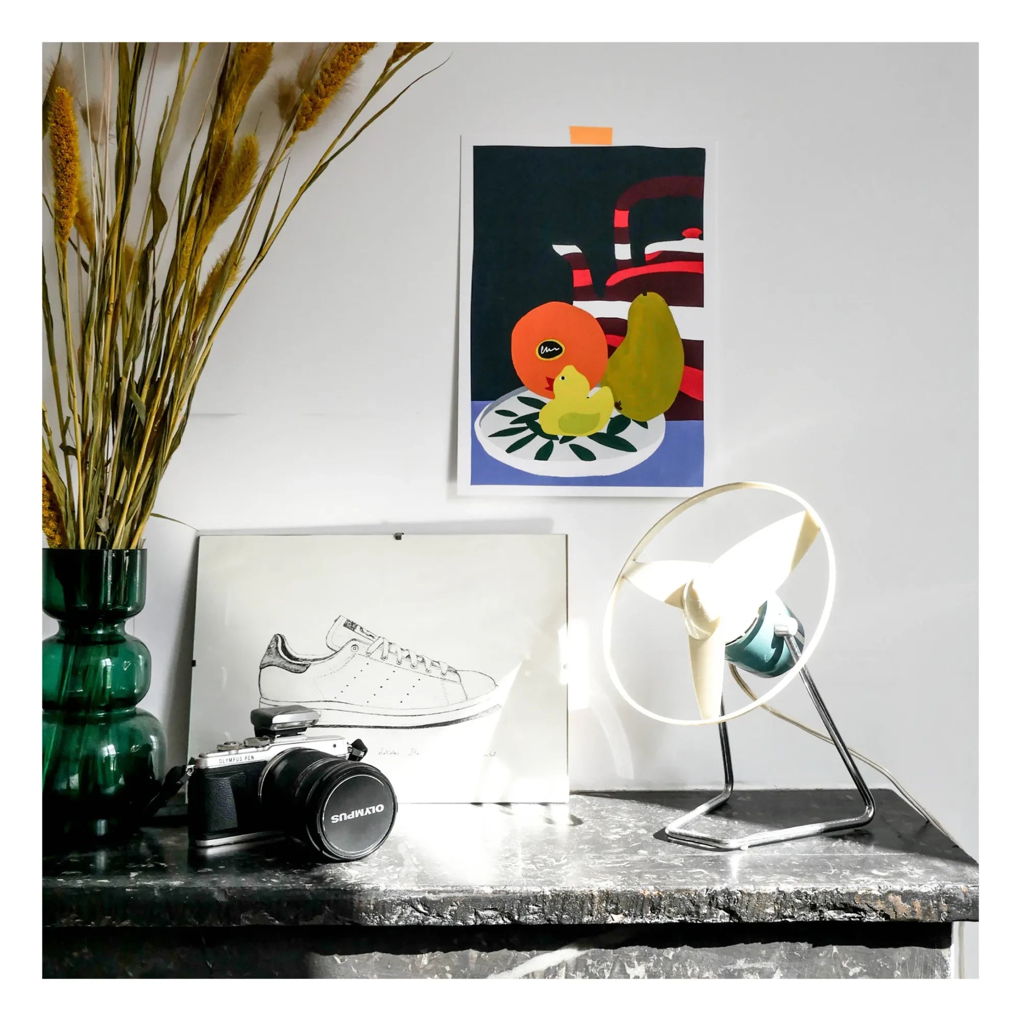 Taxi Brousse - Still Life A4 Poster | Blue