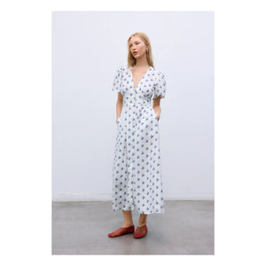 the new society - Melissa Linen Dress | White