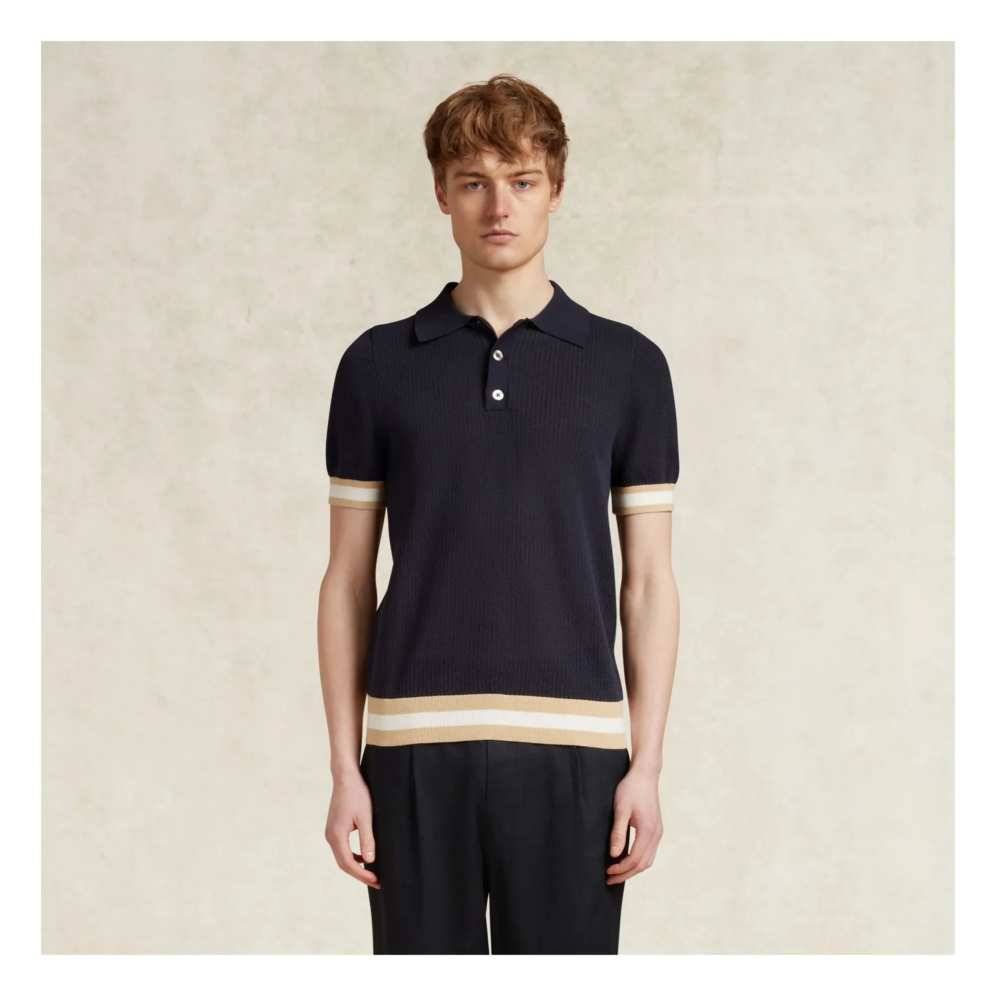 Ché Studios - Quinn Cotton Polo T-Shirt | Navy