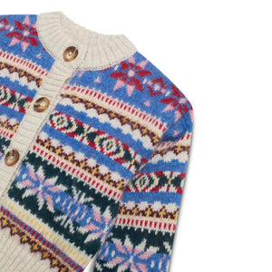 The New Society - Caia Jacquard Recycled Fiber Baby Cardigan | Blue