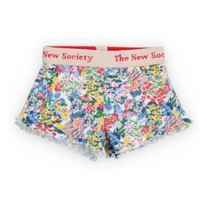 the new society - Verbena Floral Pattern Ribbed Shorts | Blue