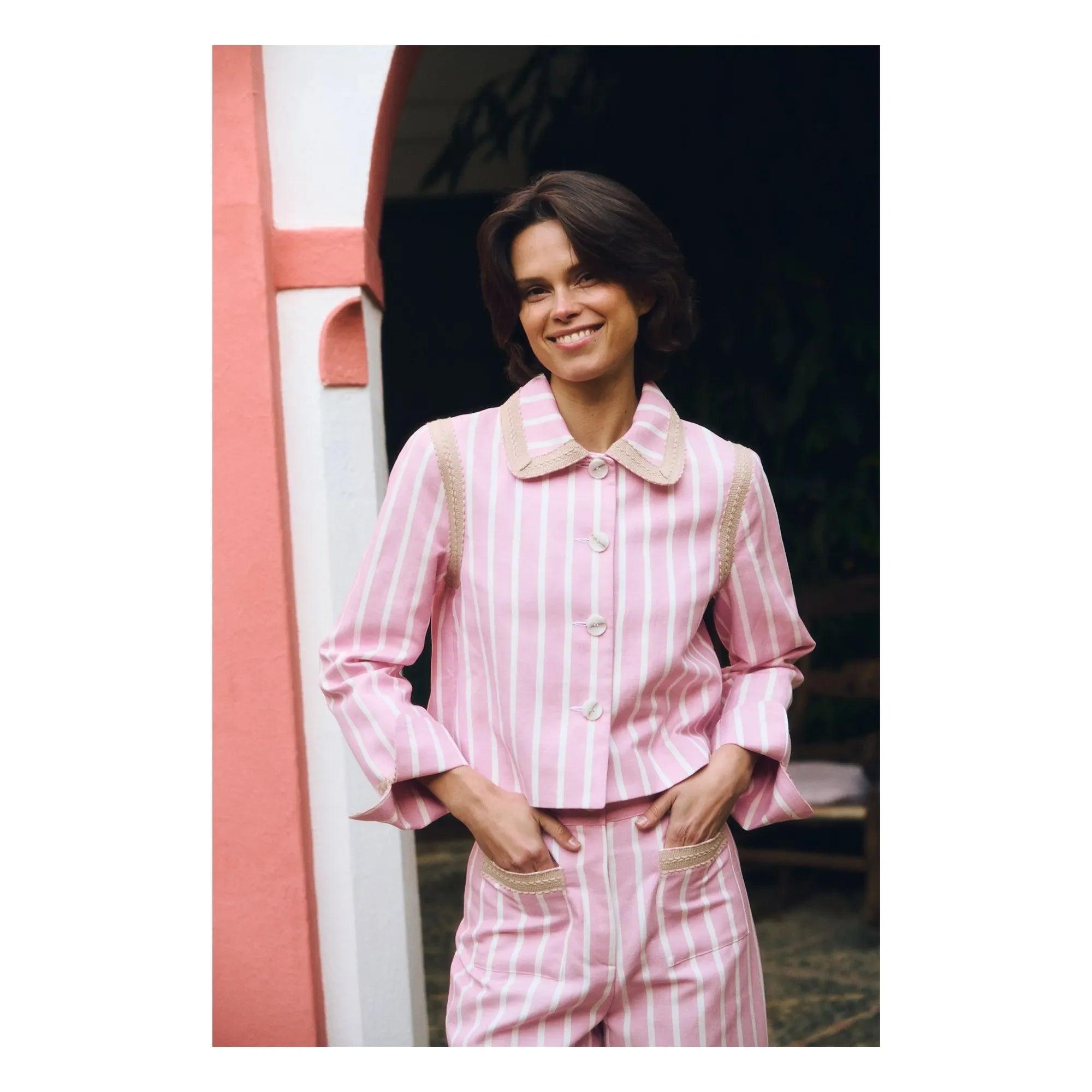 Maria de la Orden - Clover Cotton Striped Jacket | Pink