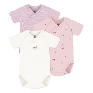 Petit Bateau - Pack of 3 Organic Cotton Floral Bodysuits | Pink