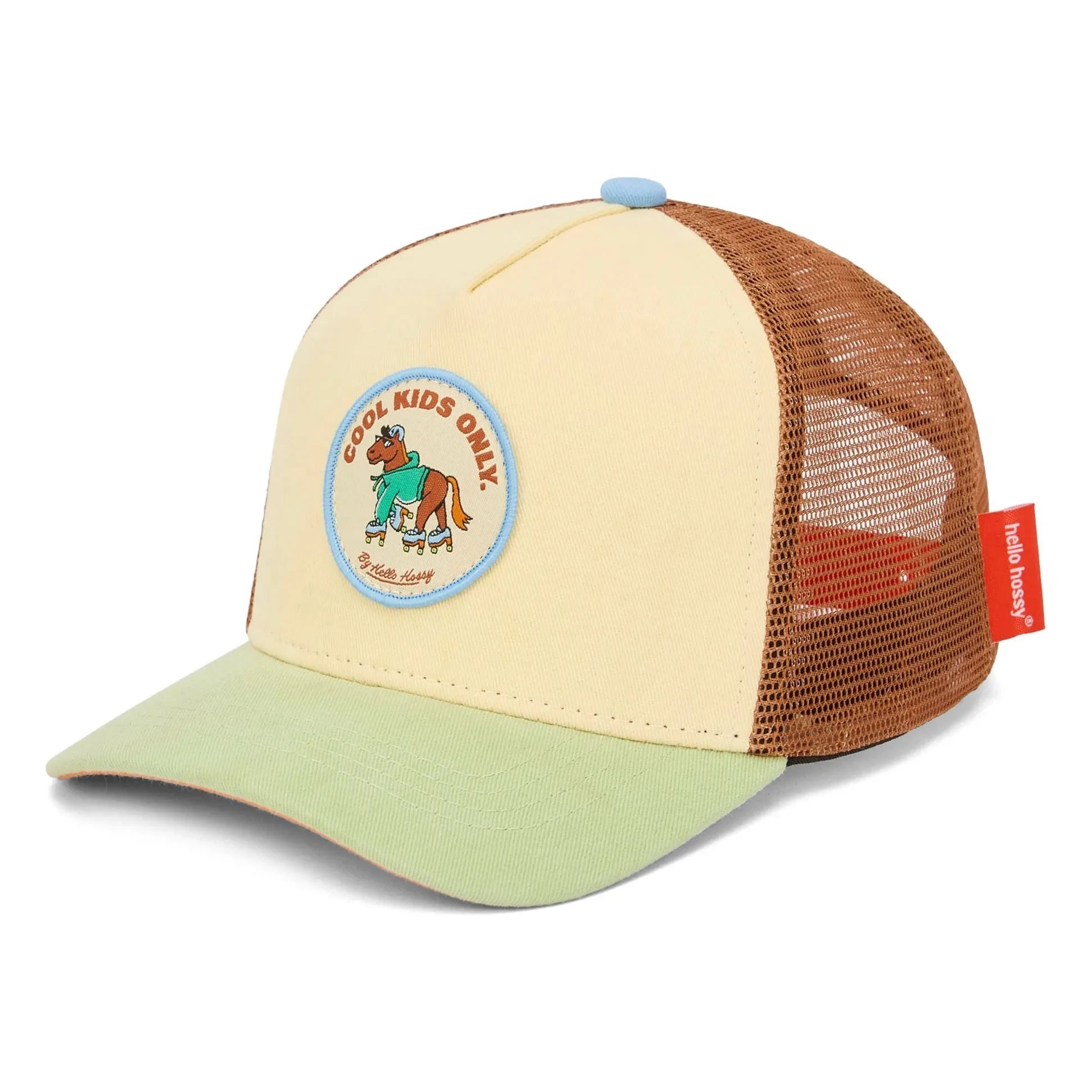 Hello Hossy - Trucker Rolling Pony Organic Cotton Cap with Curved Brim | Beige