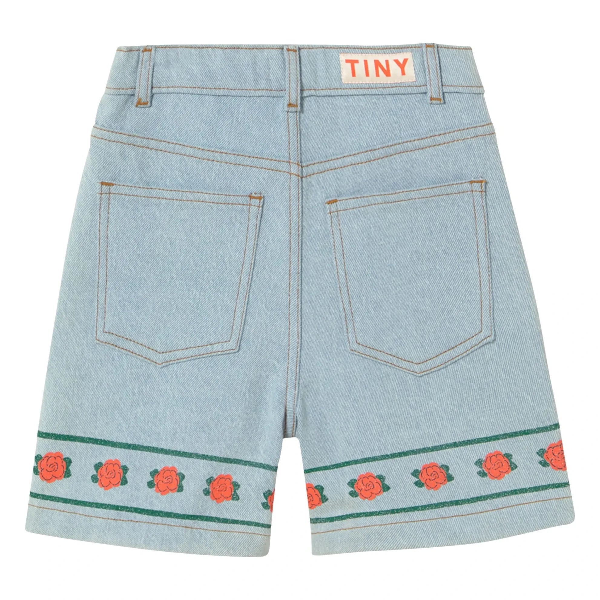 Tinycottons - Denim Floral Shorts | Light Blue