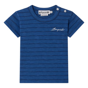 Bonpoint - Striped Organic Cotton T-Shirt | Royal Blue