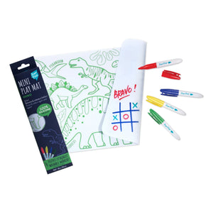 Superpetit - 4 Felt-tip Pen Double-sided Mini Coloring American Serviette - Dinosaur