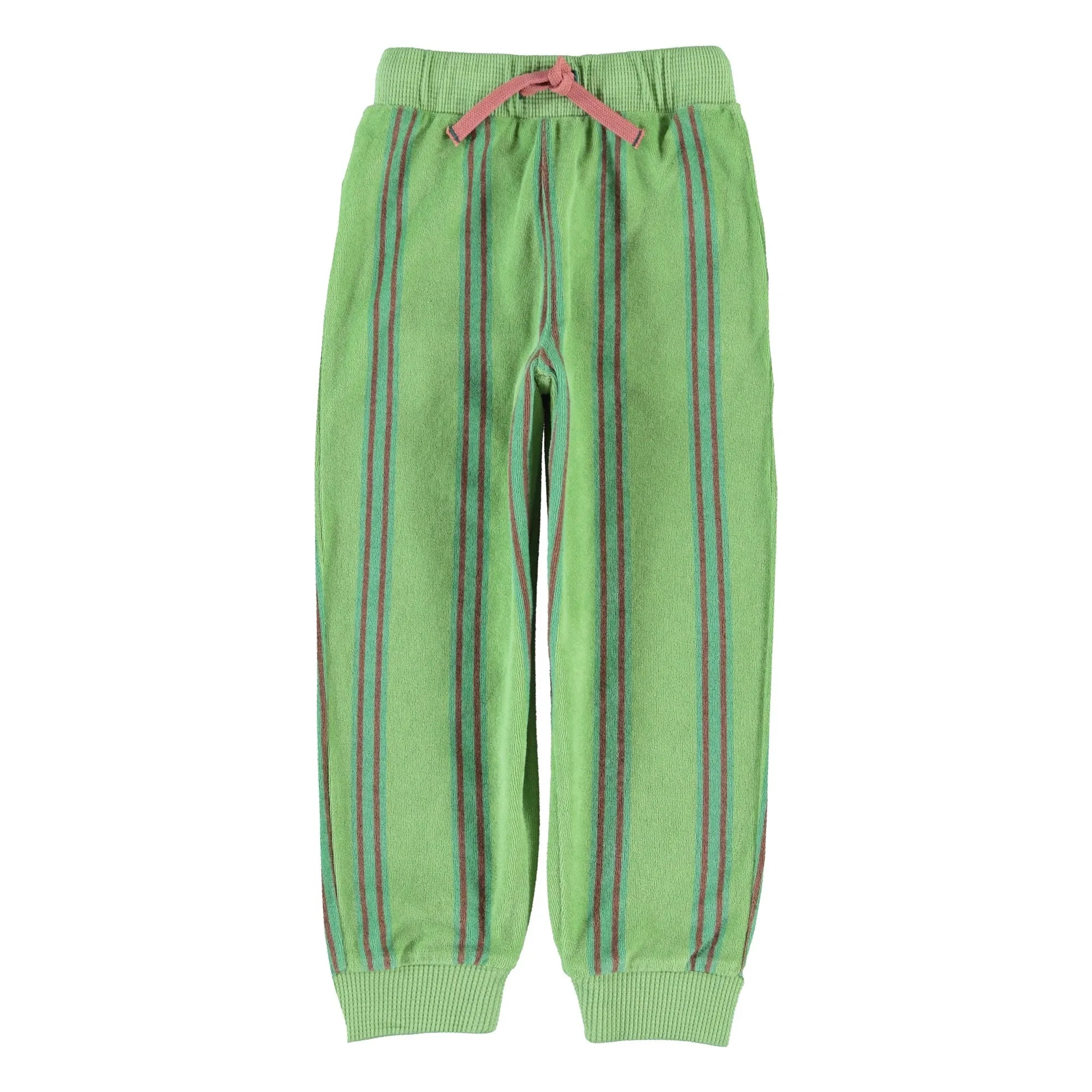 Piupiuchick - Organic Cotton Terry Textured Striped Jogger Trousers | Green