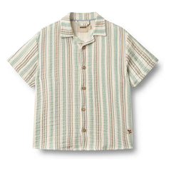 Wheat - Anker Striped Organic Cotton Shirt | Light Green
