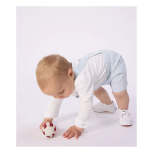 Petit Bateau - Striped Seersucker Organic Cotton Short Overalls | Light Blue