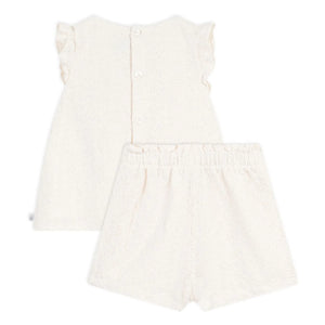 Petit Bateau - Broderie Anglaise Organic Cotton Top and Shorts Set | White