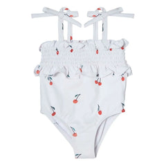 Tocoto Vintage - Cherry Gathered Swimsuit | White