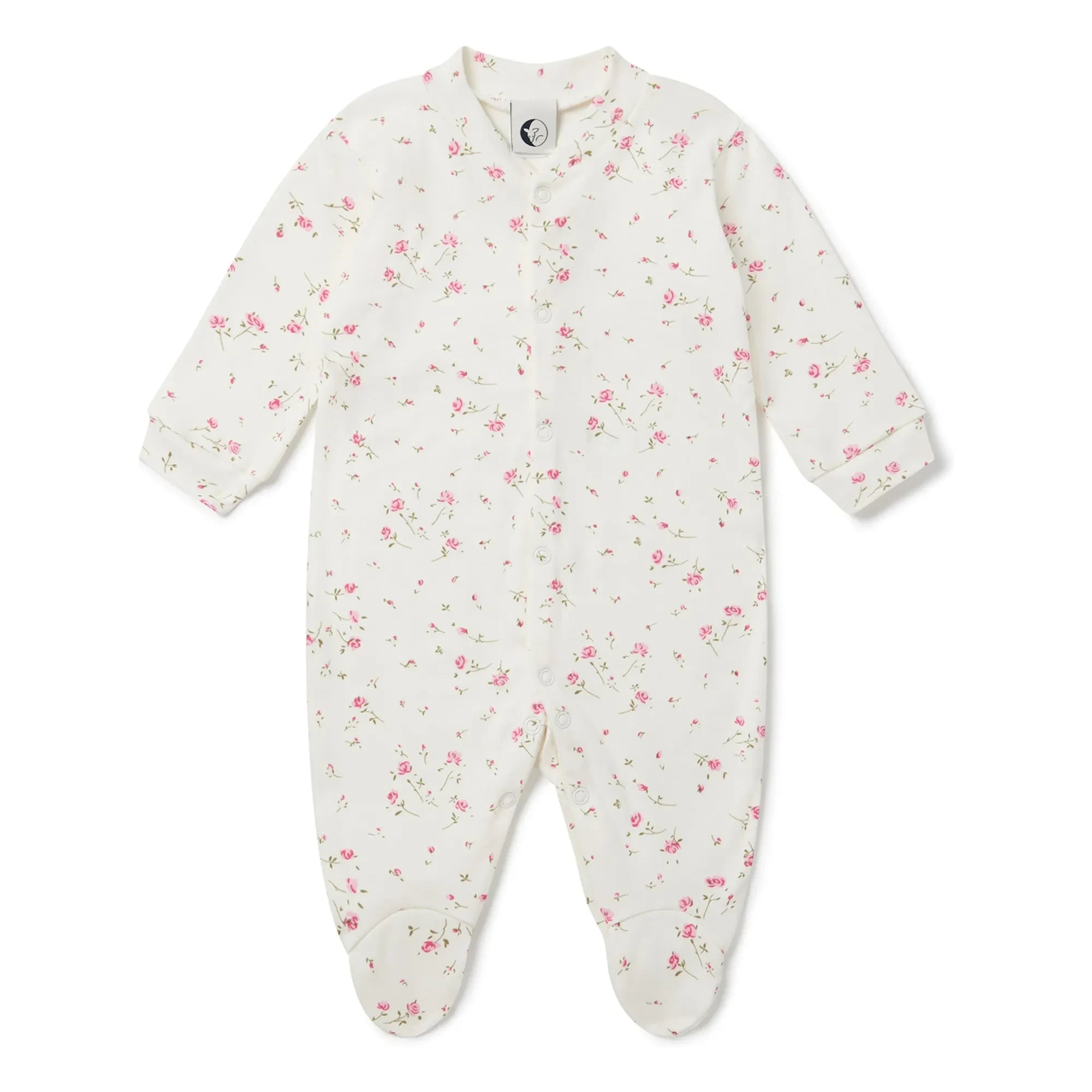Sleepy Doe - Organic Cotton, Footed Floral Pajamas | White
