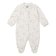 Sleepy Doe - Organic Cotton, Footed Floral Pajamas | White