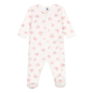 Petit Bateau - Sleep Well Pajama with Thick Hearts Organic Cotton | Pink