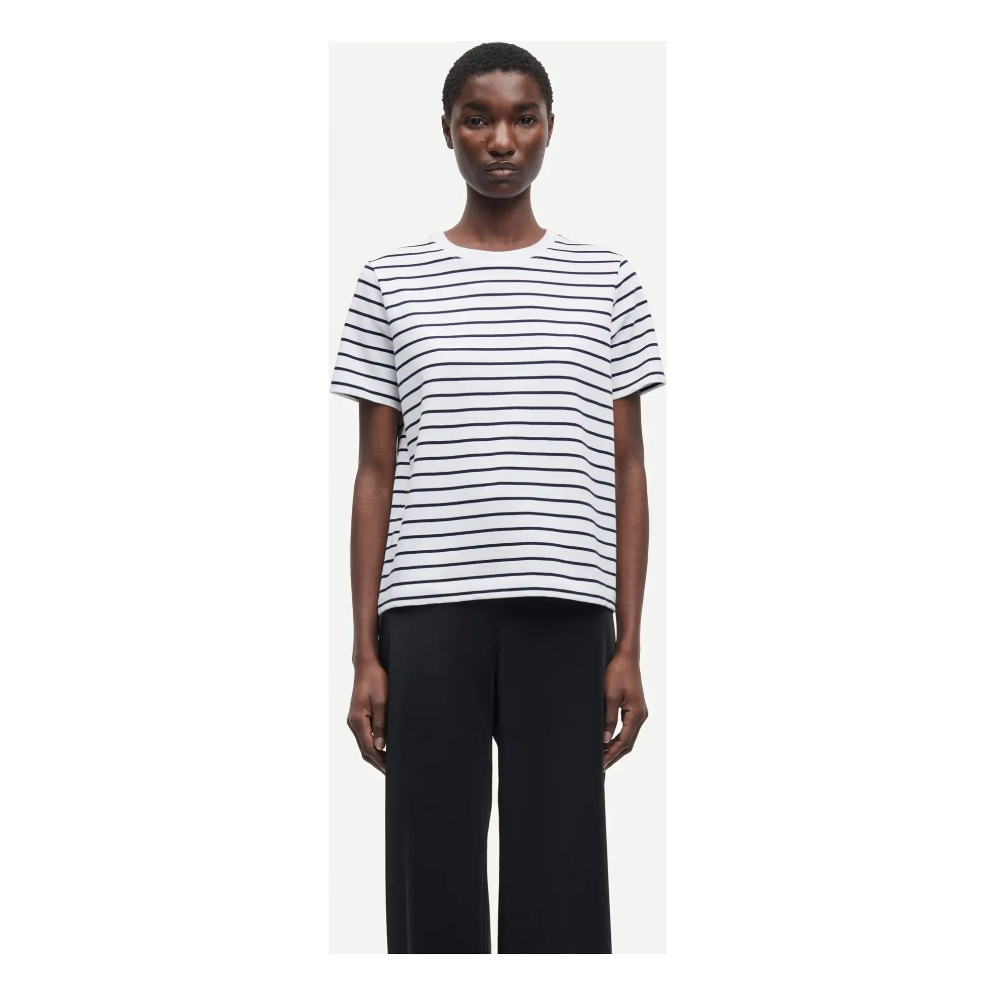 Samsoe Samsoe - Camino Striped Organic Cotton T-Shirt | White