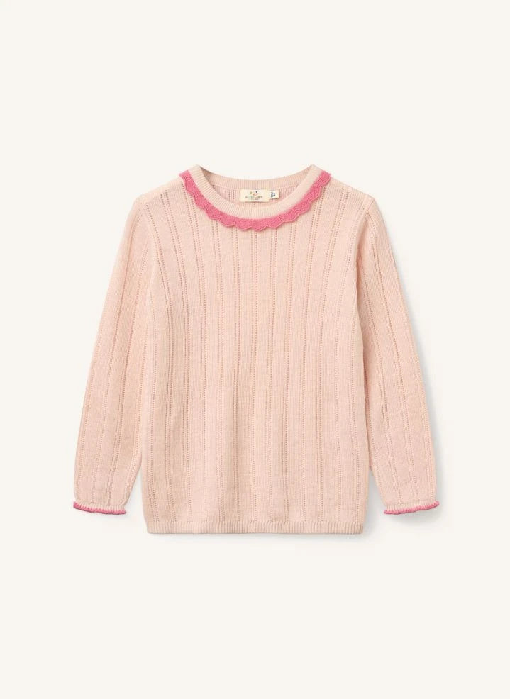 Copenhagen Colors - Merino Wool Pointelle Sweater | Powder Pink