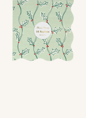 Meri Meri - Large Block Printed Christmas Napkins - Set of 16
