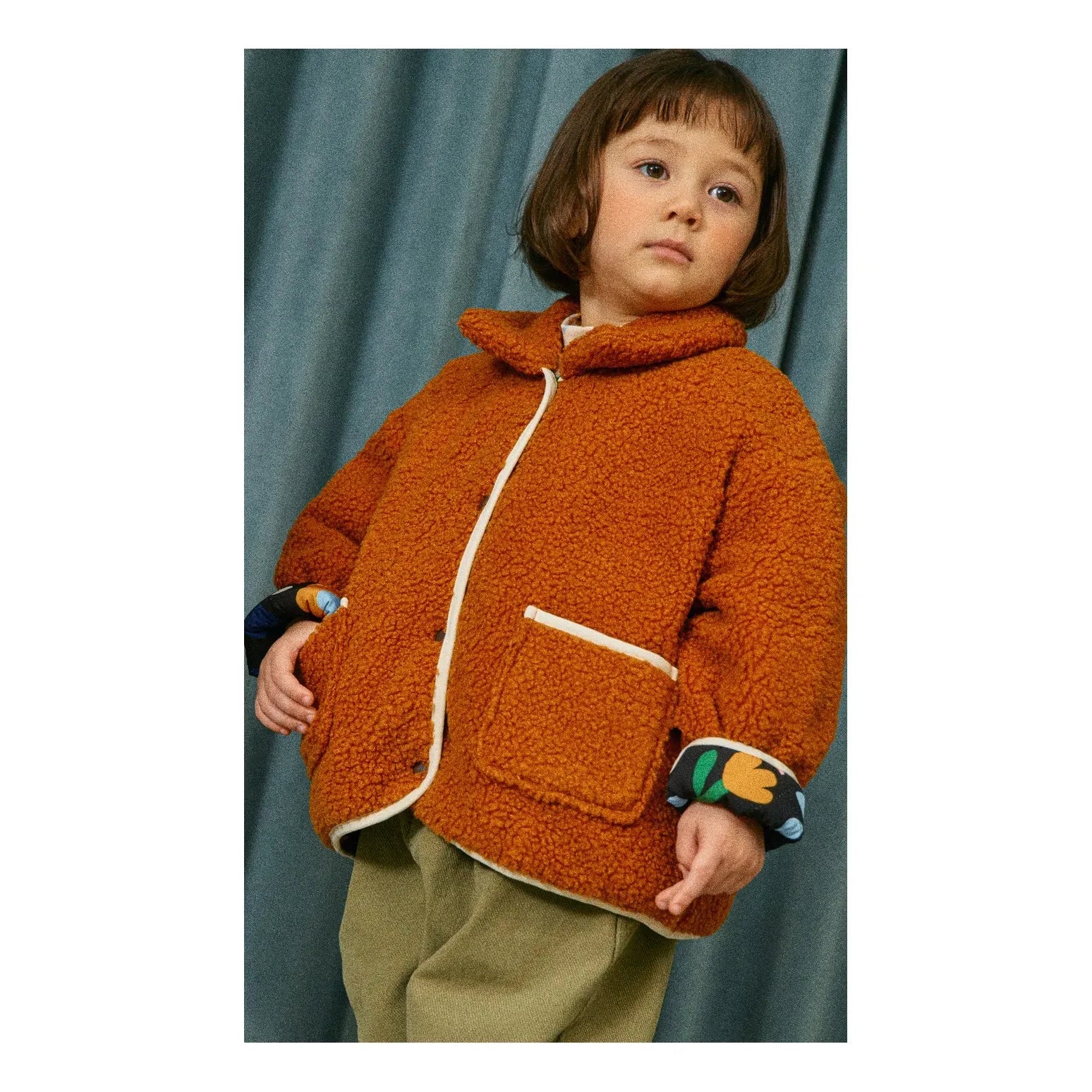 Petit Stella - Reversible Floral Sherpa Jacket | Black